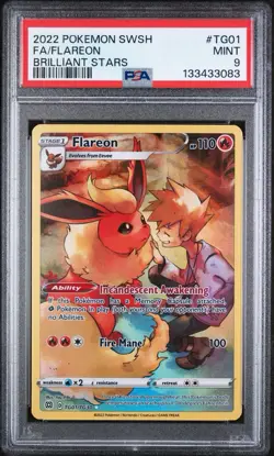 2022 Pokemon Sword & Shield Brilliant Stars Tg01 Full Art Flareon - PSA 9 - Image 1