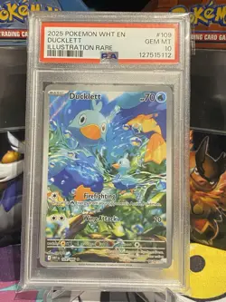 Pokemon Card PSA 10 Ducklett 109/086 White Flare Art Rare 2025 - Image 1