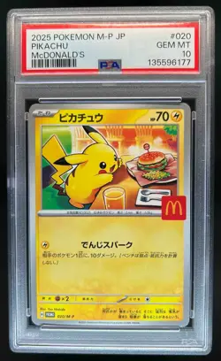 2025 Pokemon M-P Japanese Pikachu McDonalds #020 PSA 10 Gem Mint - Image 1