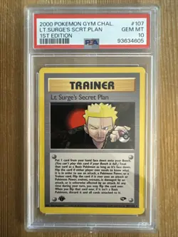 Lt. Surge's Secret Plan 107/132 1st Edition Gym Challenge - Pokemon TCG PSA 10 - Image 1