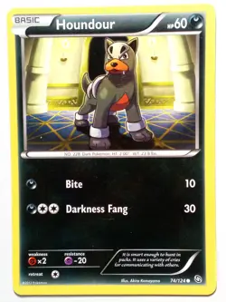 Houndour 74/124 VLP - Dragons Exalted Pokemon Card - Akira Komayama Art - Image 1