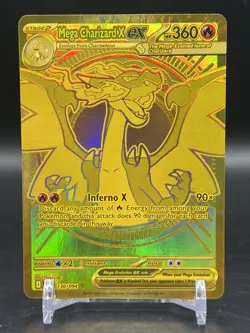 Pokemon TCG Gold Hyper Rare Mega Charizard X EX 130/094 Phantasmal Flames NM - Image 1