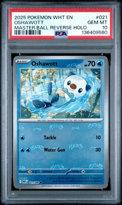 2025 POKEMON WHT EN-WHITE FLARE MASTER BALL REVERSE HOLO #021 OSHAWOTT PSA 10 - Image 1
