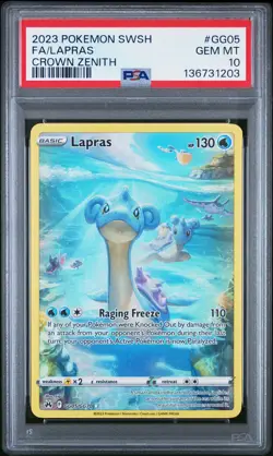 2023 POKEMON SWORD & SHIELD CROWN ZENITH #GG05 FULL ART/LAPRAS PSA 10 - Image 1