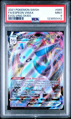 2021 POKEMON SWORD & SHIELD EVOLVING SKIES #065 FULL ART/ESPEON VMAX PSA 9 - Image 1