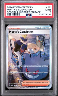2024 POKEMON TEF EN-TEMPORAL FORCES #211 MORTY'S CONVICTION PSA 9 - Image 1