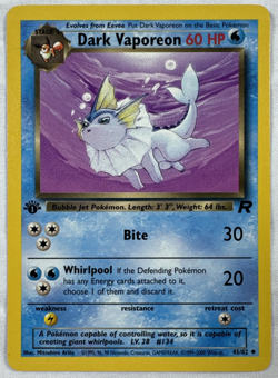 Pokemon TCG 1st Edition Dark Vaporeon 45/82 Team Rocket LP - Image 1