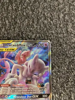 Pokemon TCG SM Black Star Promo #SM191 Full Art Mewtwo & Mew GX LP/MP - Image 4