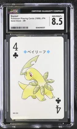 CGC 8.5 BAYLEEF 4 OF CLUBS 1999 GOLD DECK JAPANESE POKEMON TCG - Image 1