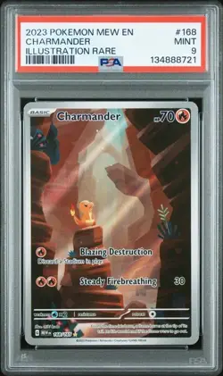 PSA 9 MINT Charmander 168/165 Sv: Scarlet & Violet 151 Holo Pokemon 2023 - Image 1