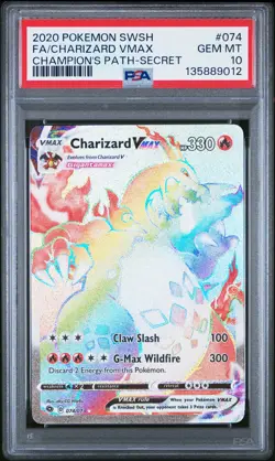 2020 POKEMON SWORD & SHIELD CHAMP'S PATH SECRET FULL ART/CHARIZARD VMAX PSA 10 - Image 1