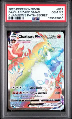 2020 POKEMON SWORD & SHIELD CHAMP'S PATH SECRET FULL ART/CHARIZARD VMAX PSA 10 - Image 1