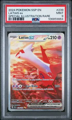 2024 Pokemon SSP Surging Sparks Latias EX Special Illustration Rare PSA 9 #239 - Image 1