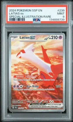 PSA 9 MINT Latias ex 239/191 Sv08: Surging Sparks Holo Pokemon 2024 - Image 1