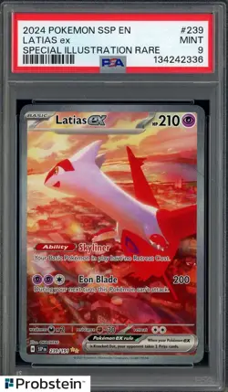 2024 POKEMON SSP EN-SURGING SPARKS #239 LATIAS ex SPECIAL ILLUSTRATION PSA 9 - Image 1