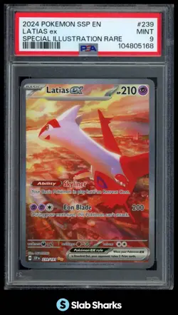 2024 POKEMON SURGING SPARKS #239/191 LATIAS EX SPECIAL ILLUSTRATION RARE PSA 9 - Image 1