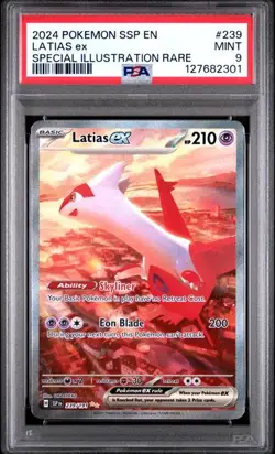 PSA 9 MINT Latias ex 239/191 Sv08: Surging Sparks Holo Pokemon 2024 - Image 1