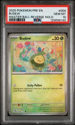 2025 POKEMON PRE EN-PRISMATIC EVOLUTIONS MASTER BALL REVERSE HOLO BUDEW PSA 10 - Image 1