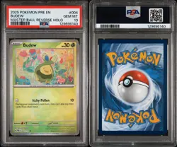 2025 POKEMON PRE EN-PRISMATIC EVOLUTIONS MASTER BALL REVERSE HOLO BUDEW PSA 10 - Image 3
