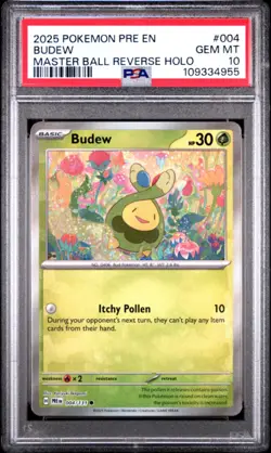2025 POKEMON PRE EN-PRISMATIC EVOLUTIONS MASTER BALL REVERSE HOLO BUDEW PSA 10 - Image 2