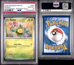2025 POKEMON PRE EN-PRISMATIC EVOLUTIONS MASTER BALL REVERSE HOLO BUDEW PSA 10 - Image 4