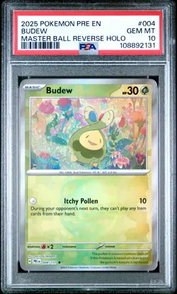 2025 POKEMON PRE EN-PRISMATIC EVOLUTIONS MASTER BALL REVERSE HOLO BUDEW PSA 10 - Image 1