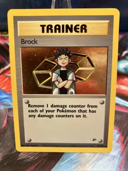 Pokemon TCG WOTC Holo Trainer Card #15/132 Brock Gym Heroes Unlimited Rare LP - Image 1