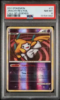 2011 POKEMON CALL OF LEGENDS #11 JIRACHI-REVERSE FOIL PSA 8 - Image 1