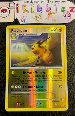Raichu 27/99 LP Non Holo Rare Platinum Arceus Pokemon Card. Free Tracked Ship! - Image 1