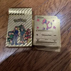50 Card Pokemon Golden Card No Duplicates Fan Art Gold Set - Image 1