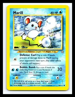💥 Marill Pokemon 2000 Neo Genesis Non Holo Foil Vintage Card # 66/111 - Image 1