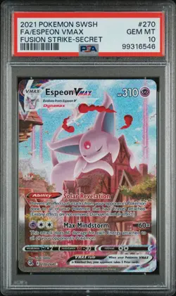 Espeon Vmax PSA 10 Fusion Strike Alt Art Pokemon Card 270/264 Full Art 2021 FA - Image 1