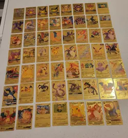 Lot of 55 Gold Foil Pokemon Card Fan Art Cards (All Cards Pictured) Mint Cond - Image 1