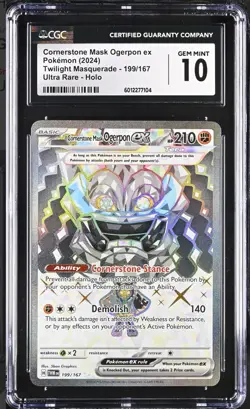 ‼Pokemon Cornerstone Mask Ogerpon ex 199/167: Twilight Masquerade Holo GRADE 10 - Image 1