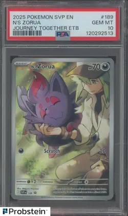 2025 Pokemon SVP En Journey Together ETB #189 N's Zorua PSA 10 GEM MINT - Image 1