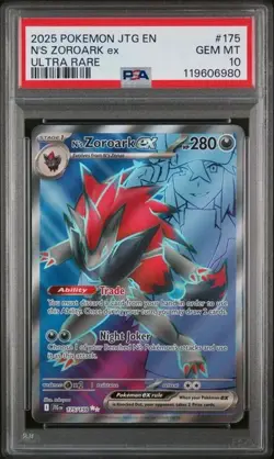 2025 POKEMON JTG EN-JOURNEY TOGETHER #175 N'S ZOROARK ex ULTRA RARE - PSA 10 - Image 1