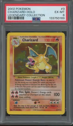 2002 Pokemon Legendary Collection Holo #3 Charizard PSA 6 - Image 1