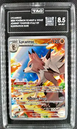 Lycanroc 166/159 Pokemon Sv09: Journey Together Illustration Holo TAG 8.5 NM MT+ - Image 1