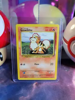 Growlithe 28/102 Pokemon TCG Base Set Unlimited Regular Uncommon LP - Image 1