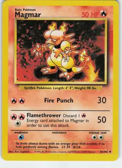 Magmar 036/102 Uncommon Normal Base Set LP Pokemon - Image 1