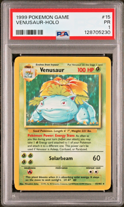 PSA 1 PR 1999 Base Set Venusaur 15/102 Holo Foil Pokemon WOTC Unlimited - Image 1