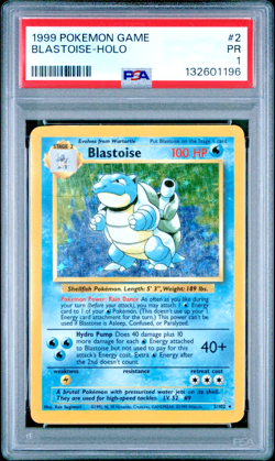 PSA 1 PR 1999 Base Set Blastoise 2/102 Holo Foil Pokemon WOTC Unlimited Rare - Image 1
