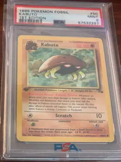 1999 POKEMON FOSSIL 1ST EDITION #50 KABUTO GRADED PSA 9 - Image 1