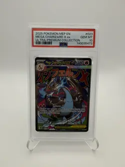 2025 POKEMON MEP EN-ME BLACK STAR PROMO #023 MEGA CHARIZARD X ex UPC PSA 10 - Image 1