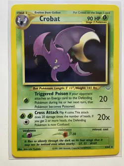 Pokemon TCG Crobat Neo Revelation 4/64 Holo Rare LP - Image 1