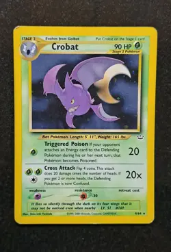 Pokemon TCG Crobat 4/64 Neo Revelation Holo Unlimited Rare LP/MP - Image 2