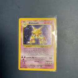 Pokemon TCG Alakazam Base Set Holo Card 1/102 Unlimited Rare - Image 1
