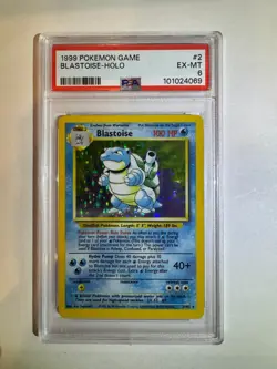 Blastoise 002/102 Base Set Holo Rare (1999) Pokemon TCG PSA 6 EX-MT - Image 1
