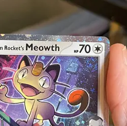 POKEMON TEAM ROCKET'S MEOWTH 149/182 COMMON COSMOS HOLO WITH SWIRL NM CARD - Image 3