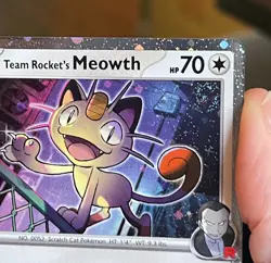 POKEMON TEAM ROCKET'S MEOWTH 149/182 COMMON COSMOS HOLO WITH SWIRL NM CARD - Image 4